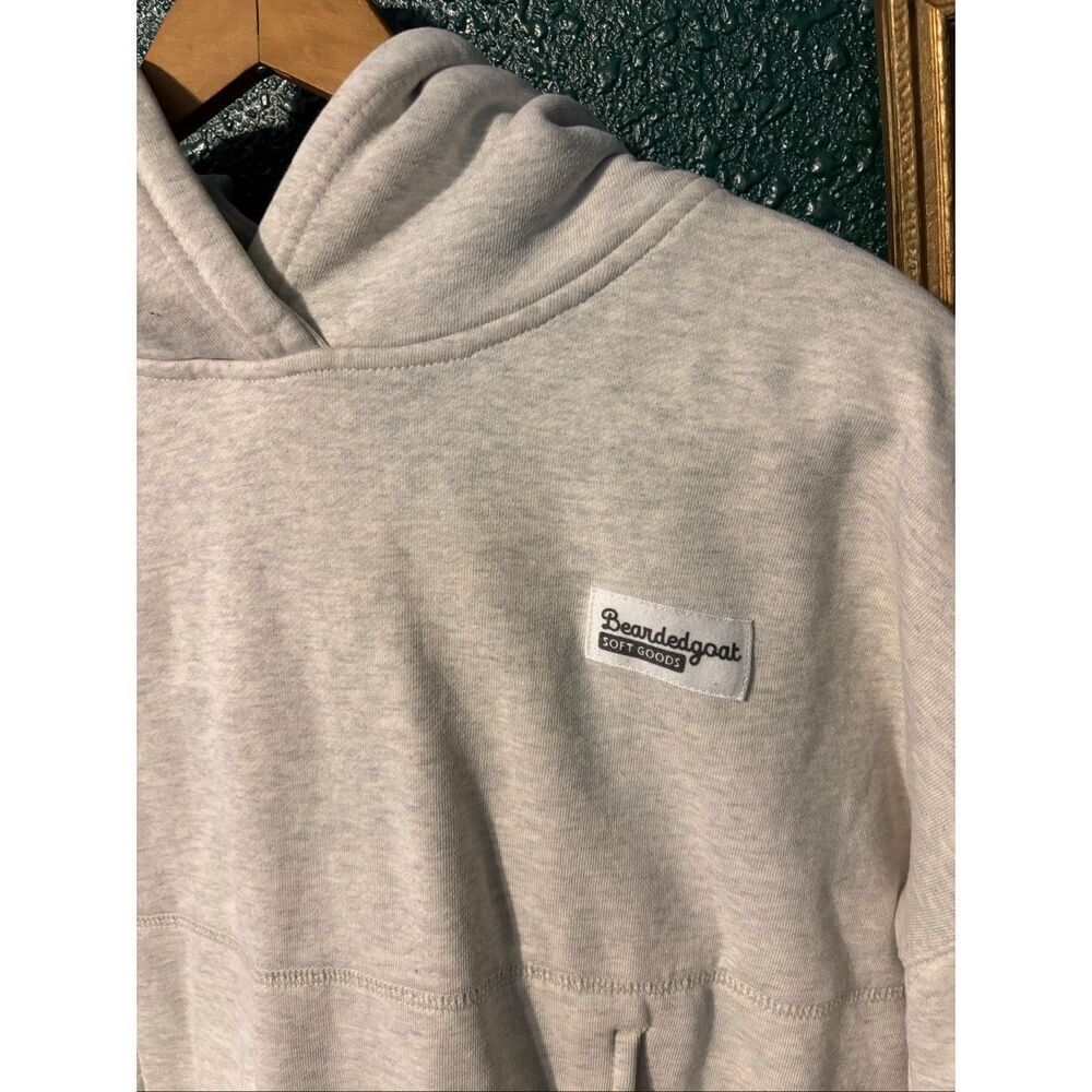 Bearded Goat Gray Cropped Hoodie Baggy Size Medium - Picture 2 of 5